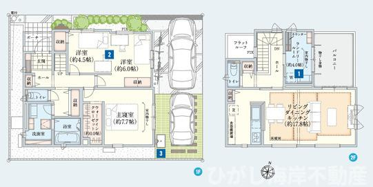平塚市菫平　新築戸建　の間取り|南向き　２LDK