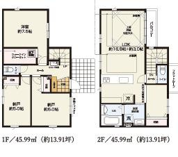 藤沢市辻堂太平台１丁目　新築戸建の間取り|南向き　1LDK+2S