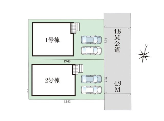 N・福岡市城南区樋井川2丁目第4-2棟（2号棟）の区画図|配置図（2号棟）