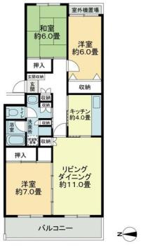 テレパレス船橋三咲Ｂ棟の間取り