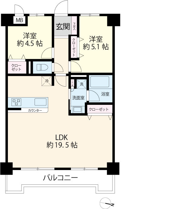 LDKは、広々約19.5帖（3LDKに間取変更可可能です。）