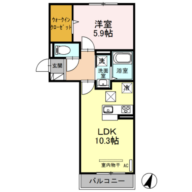 エクシー大宮の間取り|人気の1LDKです。