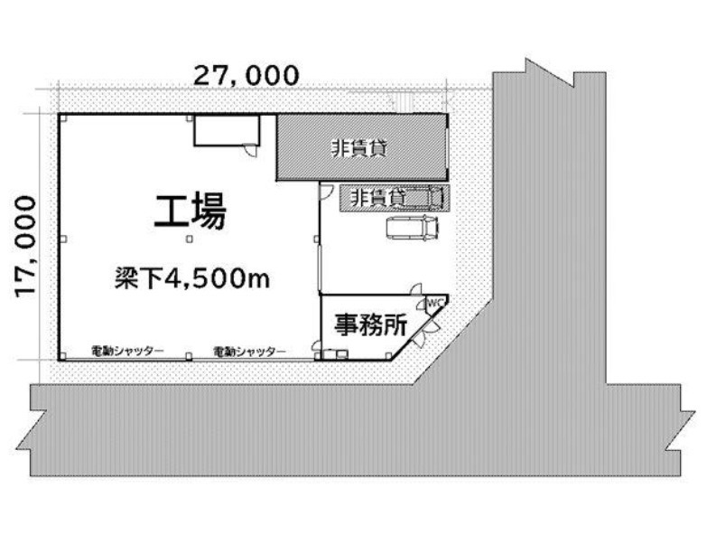 足立区入谷８丁目の倉庫の間取り