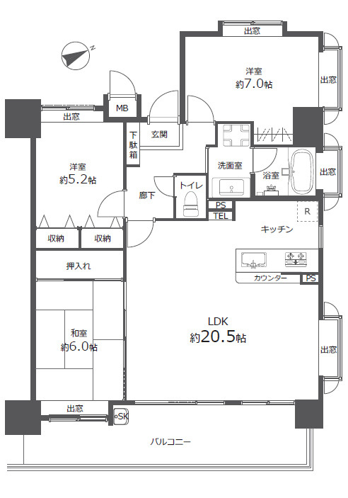 ライオンズマンション平野町リバーステージの間取り