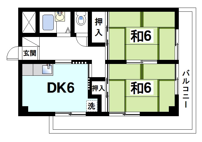 コーポ五風の間取り|2DKの間取りです