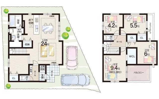 宝塚市売布　第1期　新築一戸建ての間取り