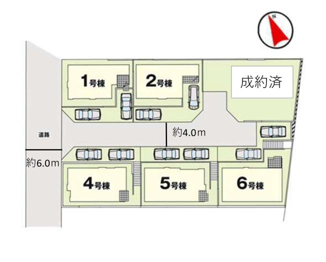 【区画図】 | 福岡市東区八田3丁目13期　4号棟（全6棟）【仲介手数料無料・0円】 | 区画図です。4号棟