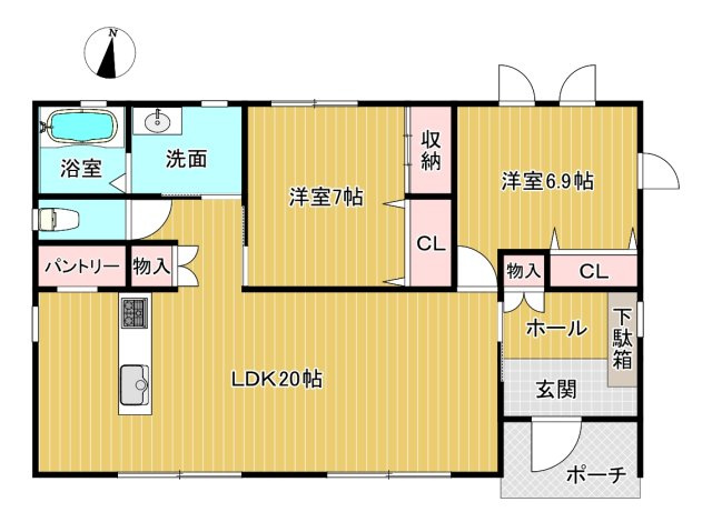 伊豆高原すいらん荘　約189坪の新築平屋建ての間取り|使いやすいコンパクトな平屋建てです