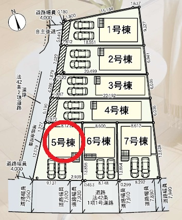 岡崎市上地第9　新築分譲住宅　全7棟　5号棟の区画図