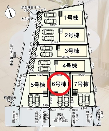 岡崎市上地第9　新築分譲住宅　全7棟　6号棟の区画図