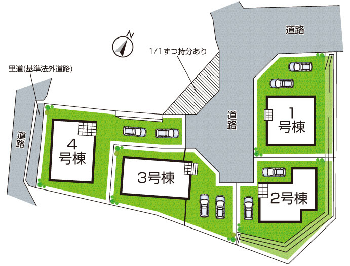 ●29(土)30(日)現地説明会！　大和郡山市九条町　全4邸の区画図|全４区画