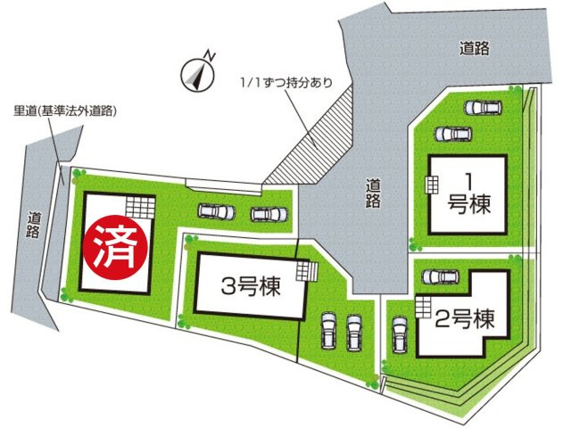 ●19(土)～23(水)現地説明会！　大和郡山市九条町　全4邸の区画図|全４区画