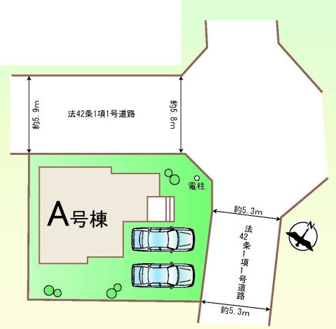 ハートフルタウン前橋市青柳町431番　A号棟の区画図|駐車場２台ご用意しています！
前面道路も広いので車の出し入れもしやすいですよ！