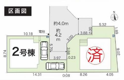 【区画図】 | 【仲介手数料０円】綾瀬市蓼川4期　新築一戸建て　2号棟　全2棟 | 綾瀬市蓼川4期　新築一戸建て　全2棟