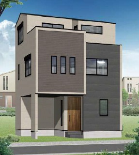 【外観パース】 | 蕨市南町2丁目　新築戸建 | 奥行きのあるバルコニーが魅力の新邸！東南向きで暖かい陽射しの射し込むLDKは17.3帖と広々♪収納も豊富です。