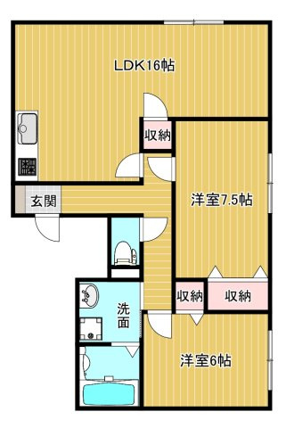 大牟田市大字三池の一棟アパートの間取り