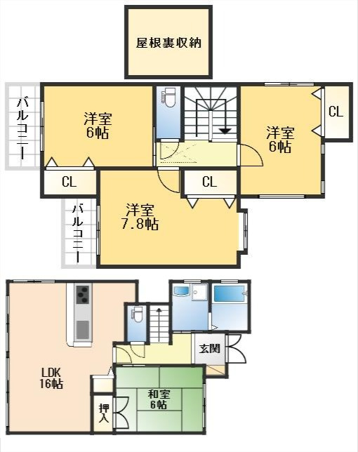 兵庫県伊丹市山田3丁目　中古戸建の間取り