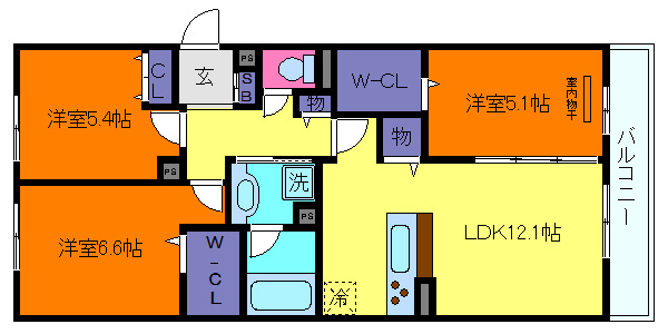 ラポール岡本の間取り
