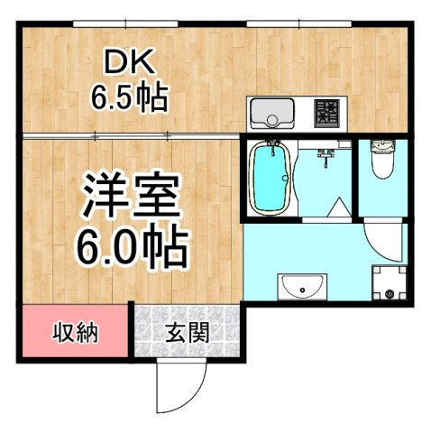 ペディハイツ塚口の間取り|広々とした1DKです
