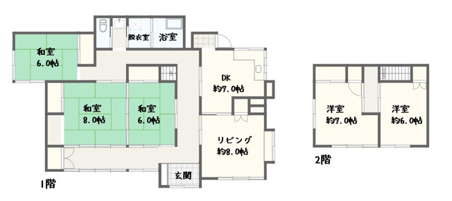 【間取り】 | 山梨県甲斐市富竹新田　中古戸建て　全1棟