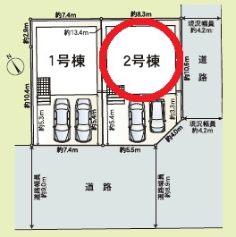 岡崎市大和町第6　新築分譲住宅　全2棟　2号棟の区画図