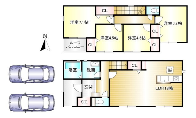 橿原市常盤町第1期 3号棟の間取り|4LDK　土地面積：165.77㎡　建物面積：99.57㎡　駐車スペース2台