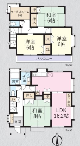 所沢市上新井5丁目　中古一戸建　～内外装リフォーム～の間取り|3.0帖のサービスルームのある4SLDKの間取りです。