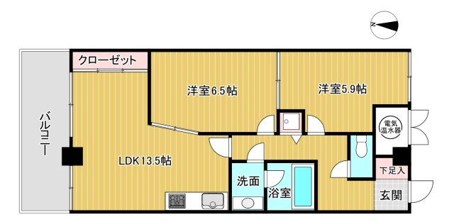 川奈駅やスーパー徒歩圏内　ペット可のライオンズマンション川奈マリンビューの間取り