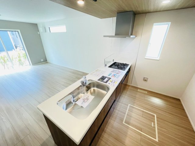 岡崎市中島町01期　新築分譲住宅　全2棟　1号棟のキッチン|浄水器一体型水栓です。