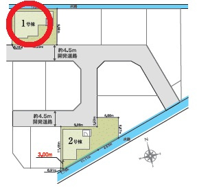 岡崎市中島町01期　新築分譲住宅　全2棟　1号棟の区画図