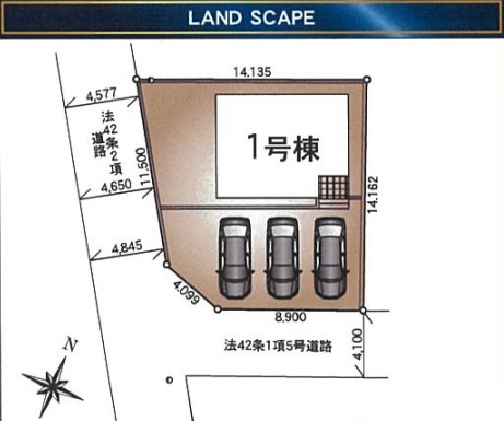 北葛飾郡松伏町　田島　新築戸建　全1棟の区画図|区画図です