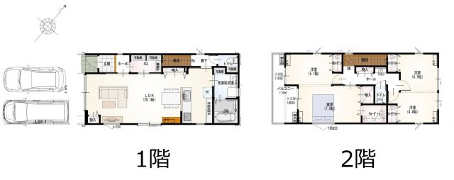 【間取り】 | 葵区西千代田町3期　新築戸建　2号地 | 広々リビングの4LDK♪全部屋にクローゼットが設置されているのでお部屋を広々と使えます♪