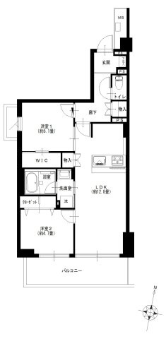 デュオ駒込古河庭園の間取り|デュオ駒込古河庭園：南向き角部屋！全居室収納・窓が付い２ＬＤＫリノベーション物件です！