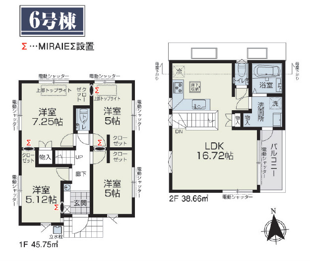 練馬区南田中1丁目　大型分譲住宅×多様な間取りプラン　限定6棟の間取り|6号棟　4LDK+カースペース　敷地面積 102.13ｍ2　建物面積 84.41ｍ2