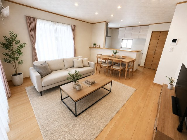 越谷市蒲生２丁目中古戸建の居間・リビング|デジタル加工された写真です。