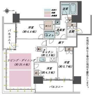【間取り】 | グランドメゾン新梅田タワー THE CLUB RESIDENCE | 【間取り】10階、南東角部屋！ファミリーに人気な3LDKタイプ！