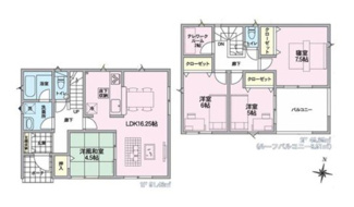 【間取り】 | 新築　新潟市東区白銀第7  1号 | 4LDK＋Sの間取り、駐車スペース2台可です('ω')ノ