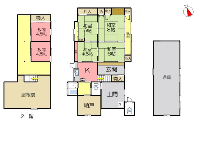 丹波市青垣町大稗の中古一戸建の間取り