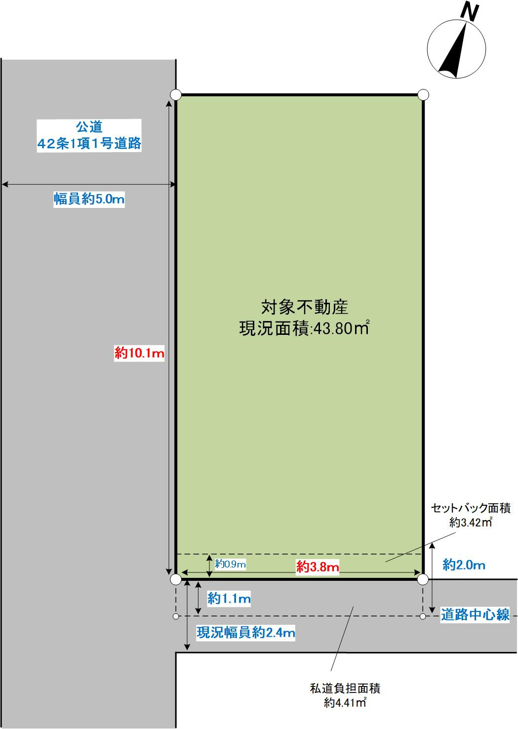 田中町3丁目　土地の土地図|整形地の南・西角土地です。