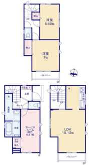【間取り】 | 【仲介手数料無料！！】川崎市麻生区王禅寺西7丁目　新築戸建て（全7棟）G号棟　4590万円