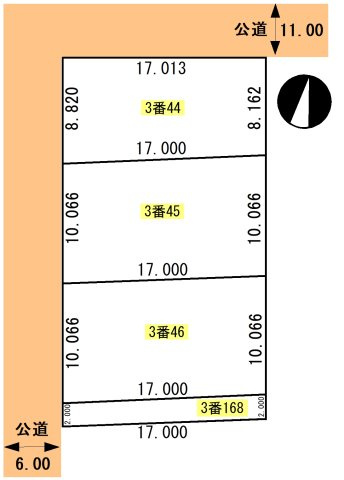【土地図】 | 星が浦北2丁目3-44，45，46，168売地