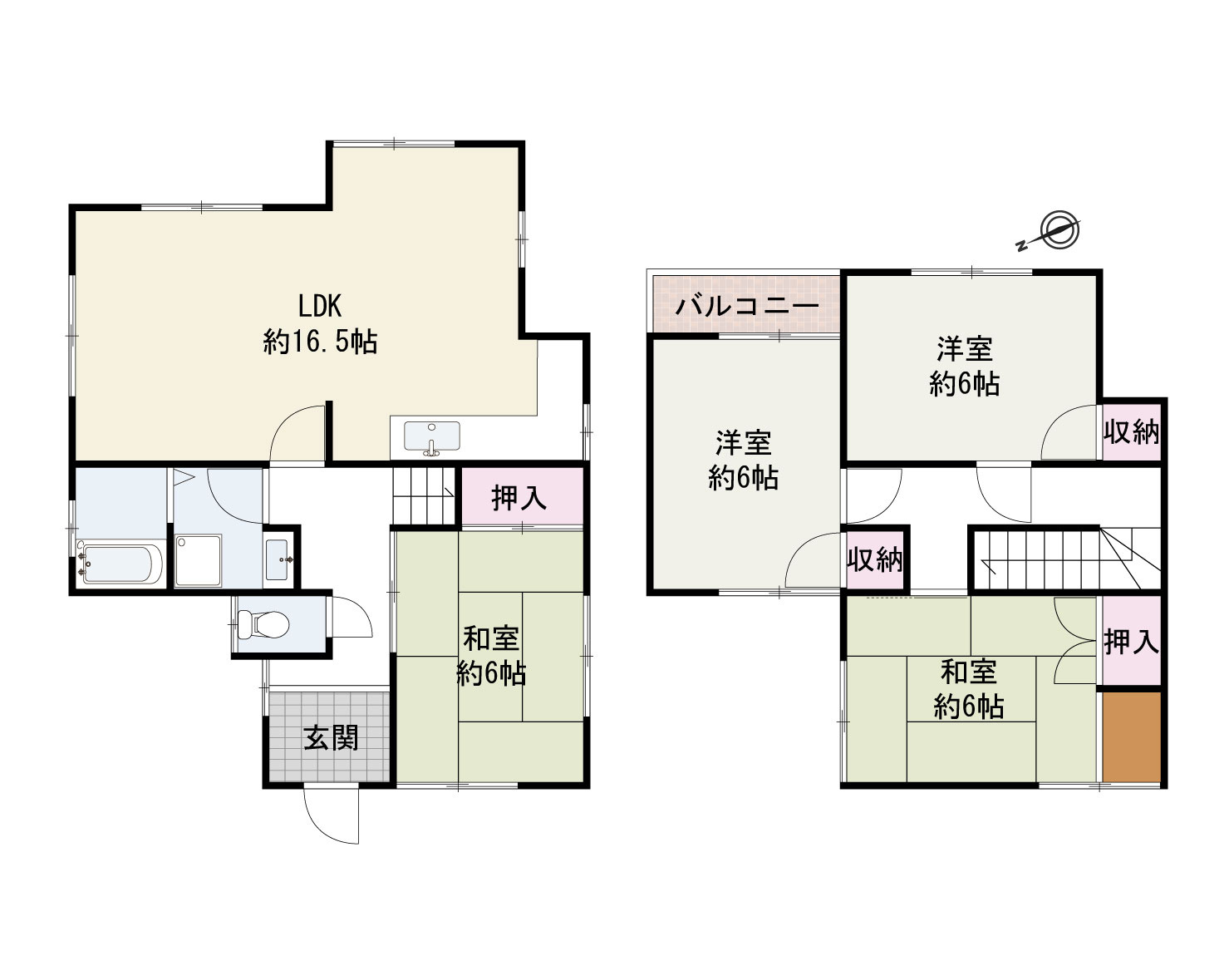 熊取町新野田2丁目　中古戸建の間取り