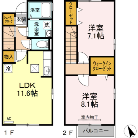 クローバーハウスA/B　Bの間取り