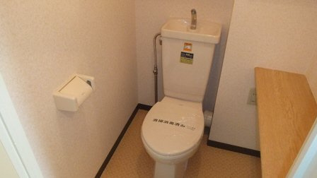 グリーンシャンテのトイレ|上のも棚付きの便利なトイレです。