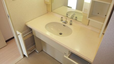 グリーンシャンテの洗面所|大きい独立洗面台です