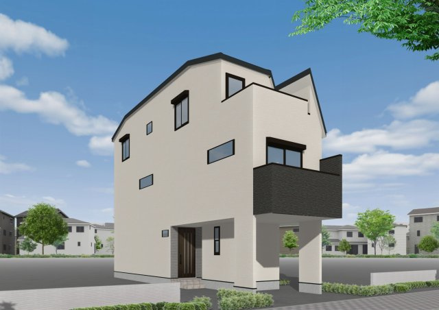 【完成予想図】 | 全居室クローゼット完備で、居住空間を美しく保てるゆとりの住まい。 玄関はタッチキー採用で、荷物が多い日もスマートに入館できます。 LDKには床暖房を備え、冬の日も家族で温かく過ごせる機能的な空間です。