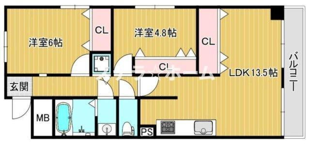 グリーンハイツ十三の間取り|2LDKです