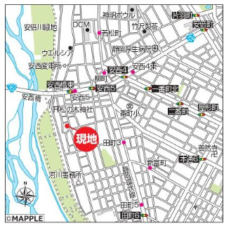 売新築戸建　静岡市葵区田町２丁目の地図