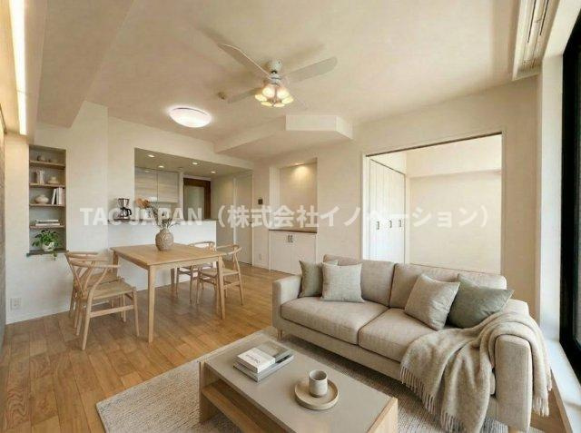 ネバーランド上野松が谷の居間・リビング|【ペット飼育可】
床暖房を完備したロケーションの良いリビングには日差しがふんだんに注ぎ家族も自然と笑顔に。愛犬や愛猫と一緒に暮らせます。
※家具や調度品はCGにより装飾しています。