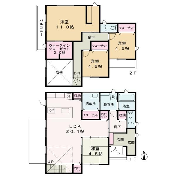 和歌山市栄谷の中古一戸建の間取り